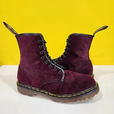 💥Dr. Martens Doc England MIE Rare Vintage Purple Velvet 1460 Boots UK8 US10💥 • $224