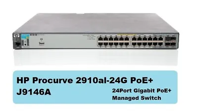 HP Procurve Switch 2910al-24G-PoE+ J9146A L2 Managed 24port Gigabit PoE+ • £69.99