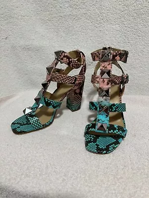 MK Michael Kors NWB Wren Heeled Gladiator Sandals Size 8 Color: Black & Blue • $55