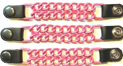 3 Glossy Pink Powder Coated Double Chain Motorcycle Vest Extenders Made In Usa • $17.99