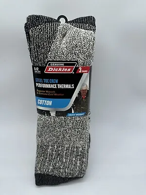 3 Pairs Mens Dickies Thermal Steel Toe Heavy Weight Cotton Performance Crew Sock • $12.99