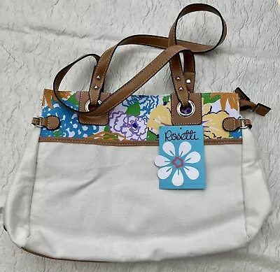 Rosetti Handbag Women Large Cream/Floral Aloha Canvas Lined Tote Purse Shoulder • $35.15