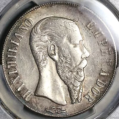 1866-Pi PCGS AU Det Mexico Peso Maximilian Rare Potosi Silver Coin (22072601C) • $1995