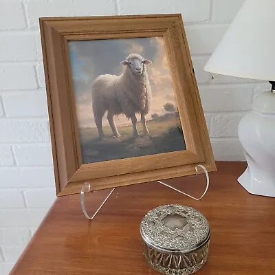 Vintage Inspired  Print Wood Frame 11.5x13 1/4   Regal Sheep Animal Landscape  • $28