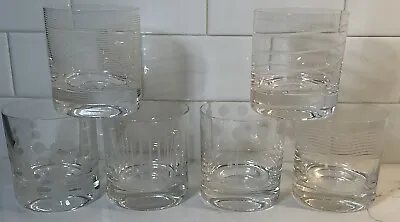 6-MIKASA CHEERS Double Old Fashioned Whiskey Glasses Heavy Base (All Different) • $85.99