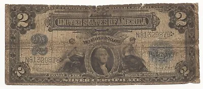 1899 $2 Dollar Bill Mini Porthole Silver Certificate Note Large Size 878-RFW • $263.99