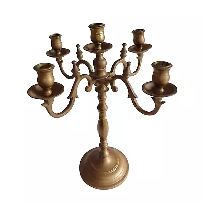 Vintage Antique Large 4 Arm 5 Candle Brass Candle Stick Holder Candelabra 15  • $50.96