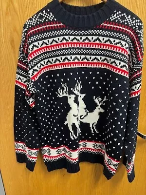 Festified Holiday Reindeer Threesome Ugly Christmas Sweater Size XL Wool Blend • $3