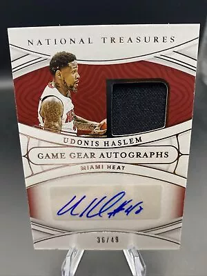 Udonis Haslem 2021-22 Panini National Treasures Game Worn Jersey Patch Auto /49 • $19.99