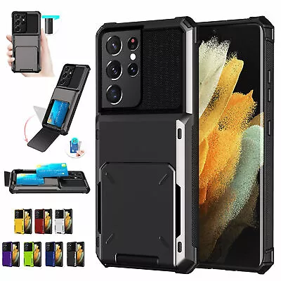 $12.59 • Buy Heavy Duty Wallet Card Holder Case For Samsung S22 S21 S20 FE Ultra S10 S9 Plus