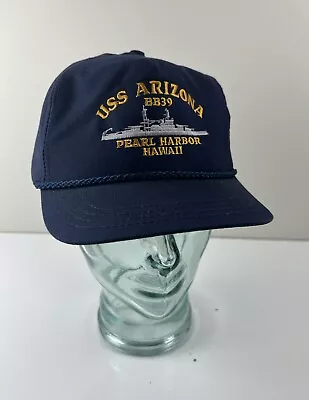 Vintage USS Arizona BB39 Pearl  Harbor Veterans USA Navy Sailor Baseball Hat • $20