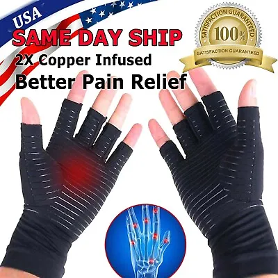 1 PAIR Copper Arthritis Compression Gloves Hand Support Joint Pain Relief USA • $6.49