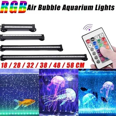 £14.99 • Buy LED Aquarium Fish Tank Lights Submersible Air Bubble RGB Underwater Light Remote