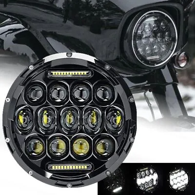 DOT 7  Motorcycle Headlight H4 Round LED Projector Hi/Lo Beam DRL For Cafe Racer • £29.45