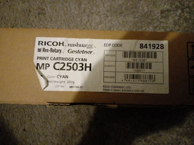 £55 • Buy Genuine Original Ricoh MP C2503H Cyan Toner Cartridge 841928