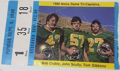 $9.95 • Buy 1980 Notre Dame Vs. Purdue College Football Ticket Stub Fighting Irish