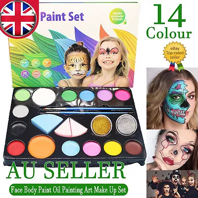 Face Paint Kit Professional Body Party Halloween Washable 14 Colour Palette UK • £6.90