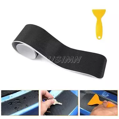 Car 4D Carbon Fiber Plate Sticker Sill Scuff Cover Trunk Protection Strip Black • $5.98