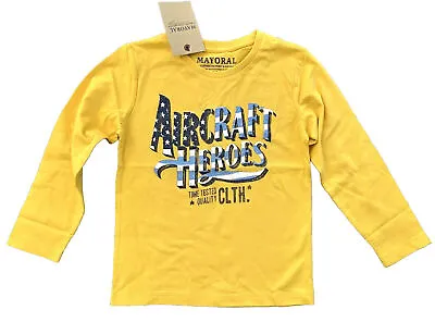 NWT Mayoral Boys' Aircraft Heroes Graphic SIZE 6 Print Long Sleeve Top Yellow • $12.99