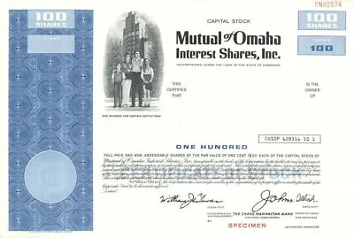 Mutual Of Omaha Interest Shares Inc. - Specimen Stock Certificate - Specimen St • $60