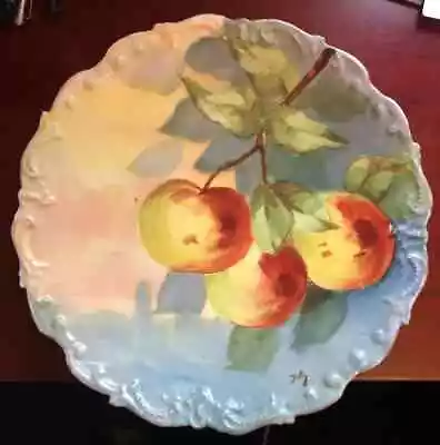 Vintage Signed 11.5  Porcelain Plate Limoges Hand Painted Apples  • £33.75