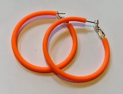 Neon Tube Hoop Earrings Orange 80’s Disco Festival 4cm • £2.99