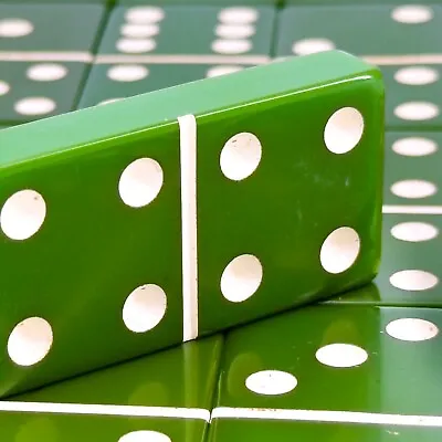 Vtg 14.4oz Bakelite Catalin Dominoes Mid Century Green Thick Set 28 Pcs Mahjong • $188