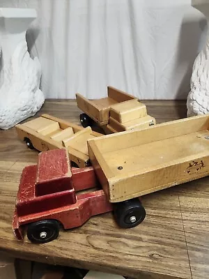 Lot Of Vintage Large Wooden Community Rifton NY Cars And Trucks Convertible Dump • $159