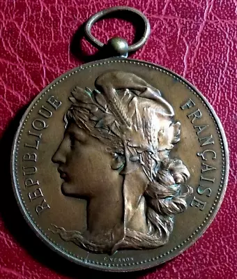 Art Nouveau Marianne Music Of SAINT-ETIENNE LOIRE Medal By Frédéric Vernon • $39