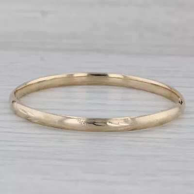 Vintage Childs Bangle Bracelet 14k Yellow Gold Floral Ornate Engraved Small 5.5  • $299.99