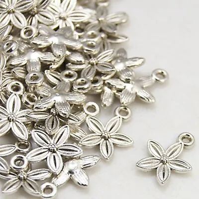 10 X Tibetan Silver Flower Charms Jewellery Making Crafts • £2.19