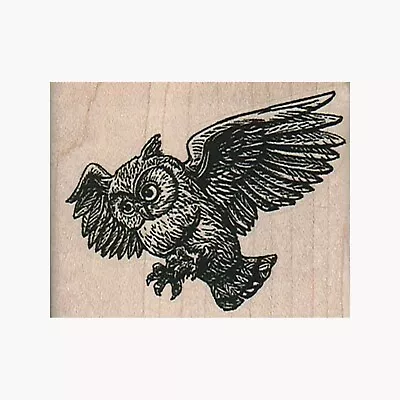 Mounted Rubber Stamp Flying Owl Owl Stamp Owl Lover Wildlife Birds Wisdom • $9.15