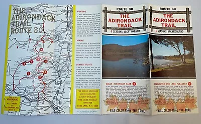 Vintage Route 30 Adirondack Trail Adirondacks NY Travel Map 1950s/60s ? A1 • $21.50