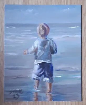 £20 • Buy Original Oil Painting Boy Paddling In Sea