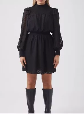Decjuba Kellie Long Sleeve Mini Dress. Size 12 Black BNWT RRP$149.94 • $55