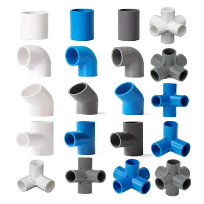 £1.43 • Buy PVC Pipe Fittings Various Type Stright, Tee, Elbow Water Supply White/Blue/Grey
