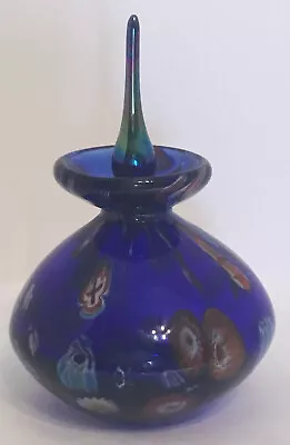 Millefiori Colbalt Blue Art Glass Perfume Bottle/ Decanter With Stopper Perfect  • $15