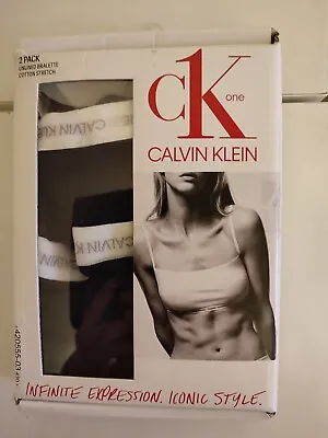 Calvin Klein One Women's Bralette 2 Pack Size L Black Unlined New In Pack • £14.66