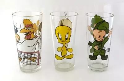 Set Of 3 Pepsi Glass Tumbler Warner Bros Foghorn Leghorn Tweety & Elmer Fudd • $19.75