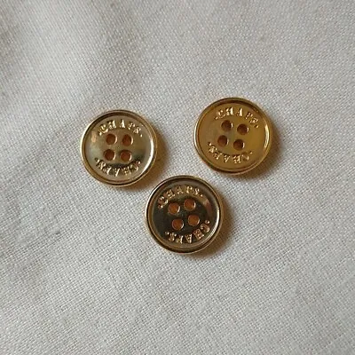 CHAPS Replacement Buttons Gold Tone 4 Holes Flat Spell Out Set Of 3  • $7.63