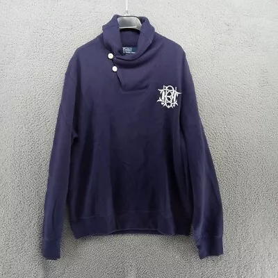 Vtg Polo Ralph Lauren Sweatshirt Mens Large Blue Cricket Crest Shawl Collar • $49.99