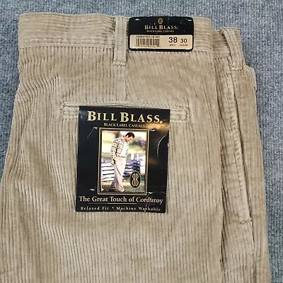 Vtg 90s Bill Blass Corduroy Pants Mens 38X30 Tan Beige Cuffed Slacks New  • $19.17