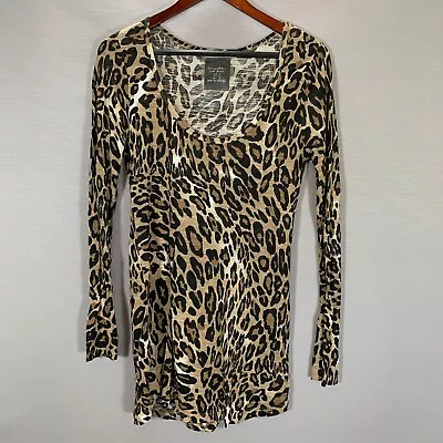 Zara Basic Dress Womens Medium Long Sleeve Brown Black Leopard Print Shift • $16.99