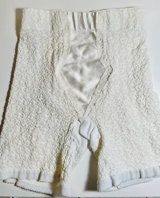 Vtg 50's White Floral&satin Bodyshaper Stretch Knicker Panty Girdle *3 Garters*s • $59.99