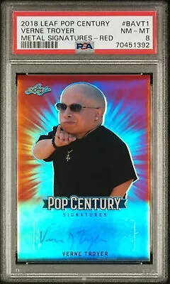 $99.99 • Buy VERNE TROYER #/3 Auto Red Refractor PSA 8 2018 Leaf Metal Pop Century