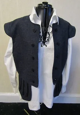 Blue Wool Jacobite Waistcoat And White Jacobite Cotton Shirt --both Size Xl • £34.99