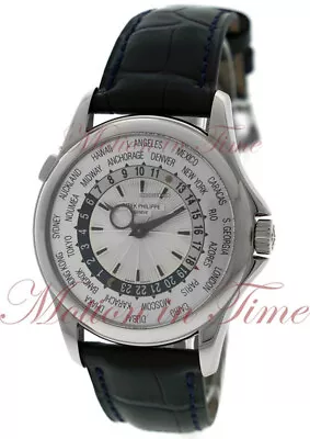 Patek Philippe World Time 5130G-001 White Gold Silver Guilloche Soleil Dial • $46995