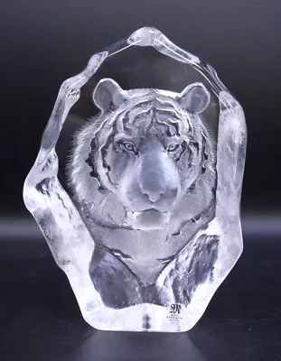 MATS JONASSON 3567 Clear Lead Crystal TIGER Paperweight Sculpture 18cm - CA6 • £14