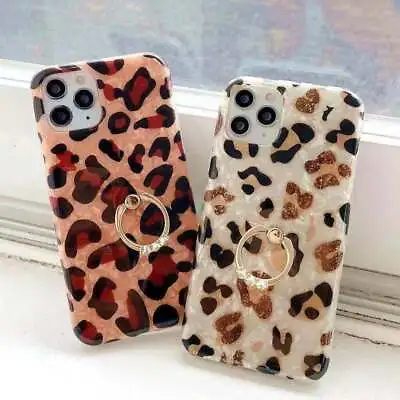 $10.17 • Buy Leopard Print Case For IPhone 11 12 XR Samsung S8 S9 S20 Note 8 With Ring Holder