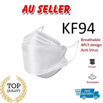 KF94 Face Mask Mouth Cover Protective Masks Disposable 4 Layers 3D Certified AU • $2.25